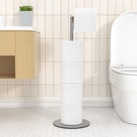 Porte-Rouleau de Papier Toilette sur Pied pour Salle de Bain, Porte-Papier hygiénique en Acier Inoxydable à Base lestée, Distributeur de Papier Toilette Simple et Pratique (1/5)