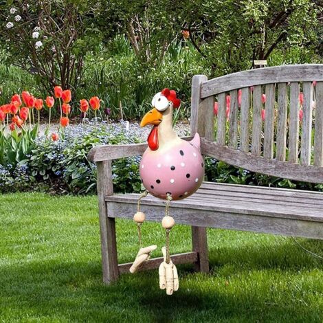 Poule Décoration Jardin, Statues de Poulet Jardin Décoration, Poulet en Résine Drôle Décoration de Jardin en Forme de Poule Figurine Animaux Sculptures pour Jardin, Cour, Patio (Pink)