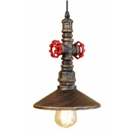 Rétro Suspension Lustre Industrielle Lampe de Plafond de Tuyau d'eau (1/4)