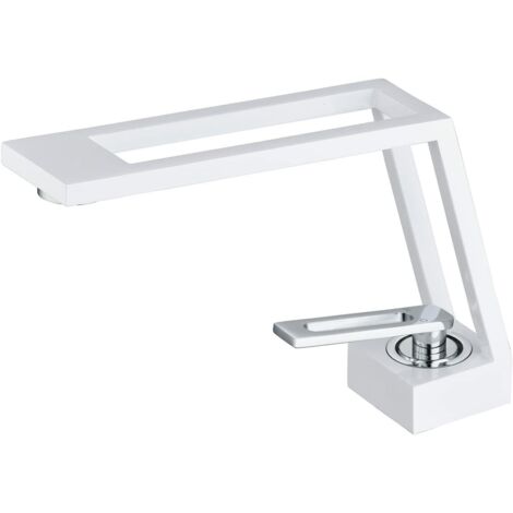 Robinet Salle de Bain Mitigeur Lavabo,Moderne Robinet Lavabo en Laiton,Design Créatif Robinets de Lavabo,Blanc et Chrome (1/5)