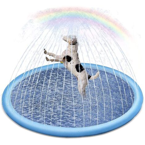 Tapis Jet D Eau Enfant,Piscine pour Chien,Tapis De Pulvérisation Antidérapant, Splash Pad PVC, Piscine pour Animaux,Baignoire pour Chien,Jeu d'eau Exterieur Été pour Enfant Adulte Chien