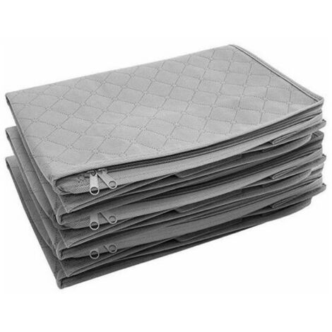 Sac de Range Boite de Rangement Vetement Pliable Vetement sous Lit, Étanche en épais Non-tissé 48 x 35 x 20 cm 3PCS GRISE (1/4)
