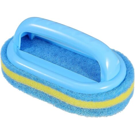Brosse de nettoyage en éponge avec poignée en plastique pour salle de bain, baignoire, salle de bain, cuisine, carrelage et WC - Nettoyage rapide (1/5)