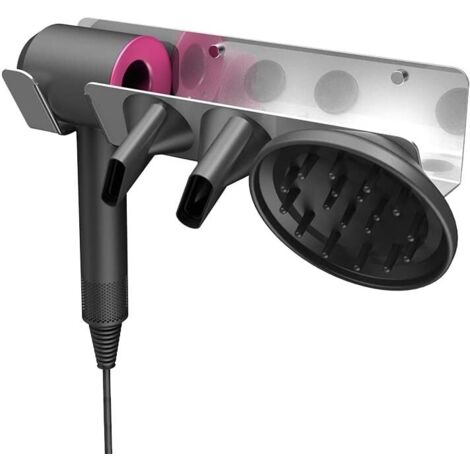 Support de montage mural pour sèche-cheveux Dyson Supersonic et 2 buses, sans poinçon Organisateur de toilette de salle de bain Support mural spécial (1/4)