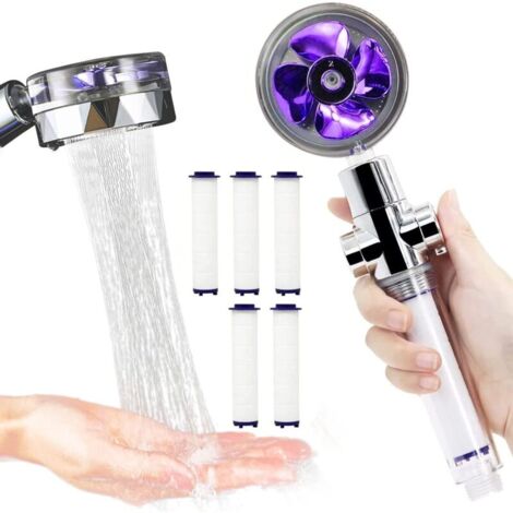 Vtizikl Pomme De Douche à Hélice,Buse De Douche Rotative à éConomie D'Eau à 360 °,pommeau De Douche Haute Pression Avec Filtre (1/4)