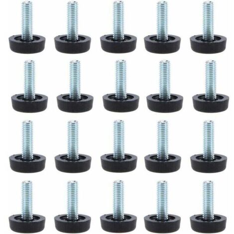 Vtizikl Paquete de 20 pies niveladores para muebles: protectores de patas de mesa ajustables M8 x 24 mm con vástago roscado de 24 mm, pies niveladores atornillables. (1/4)