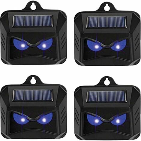 Vtizikl Répulsif solaire contre les animaux sauvages tels que les ratons laveurs, les chevreuils, les renards, les sangliers, etc. - 4 répulsifs efficaces avec lumière LED bleue (1/4)