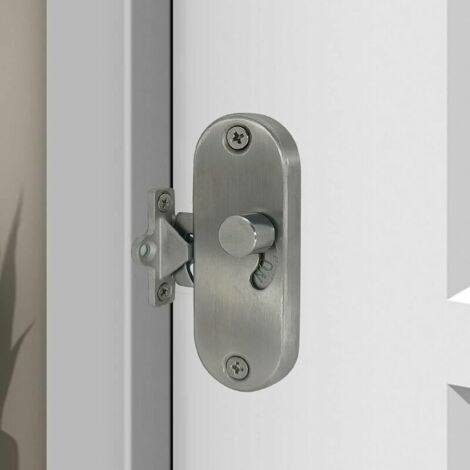 Vtizikl Serrure de porte coulissante à 90° à angle droit avec boucle de verrouillage de porte coulissante et verrou de porte de grange, (1/5)
