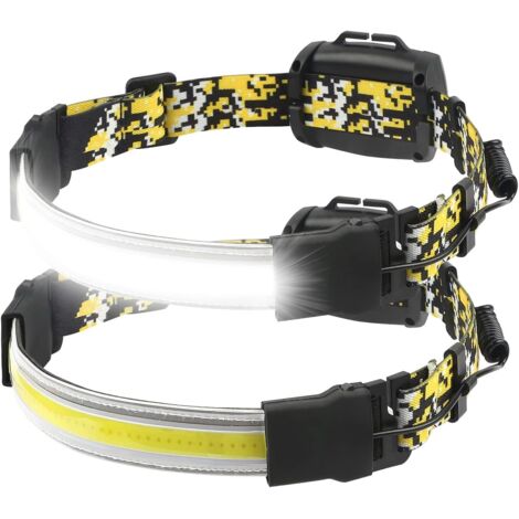 Vtizikl Lampe Frontale 2 Pcs, Faisceau Large 230°, Rechargeable 1800mAh Étanche COB LED Lampe Frontale pour Adultes Enfants, Lecture, Camping, Randonnée, Pêche, Grenier et Sous-sol (1/5)