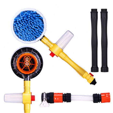 Vtizikl Brosse de nettoyage de voiture , kit de nettoyage de voiture, balai rotatif à 360°, brosse de lavage de voiture en microfibre avec long manche (jaune) (1/4)
