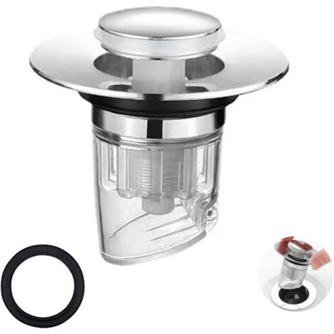 Vtizikl Bouchon de lavabo , bouchon de vidange pour lavabo, filtre universel pour bonde de baignoire escamotable, bouchon de vidange avec filtre anti-obstruction, anti-odeurs et anti-insectes. (1/4)