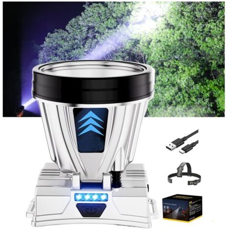 Vtizikl Lampe frontale LED rechargeable, autonomie 1200 mAh x 2, 40 LED avec 3 modes d'alimentation - Lumière blanche (1/4)