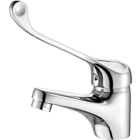 Vtizikl Robinet de lavabo à levier unique avec poignée, robinet de salle de bain, chrome, argent (1/4)