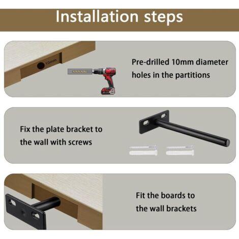 Vtizikl Lot De 4 Supports D'étagères Murales Invisibles, Supports Flottants En T Pour étagères