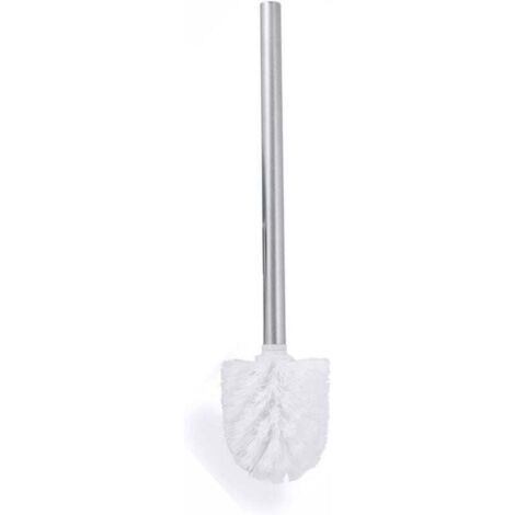 Vtizikl Brosse WC chromée avec long manche en métal antidérapant et poils en plastique résistants, nettoyage en profondeur, effet antiadhésif, durable, 35 cm, blanche (1/4)