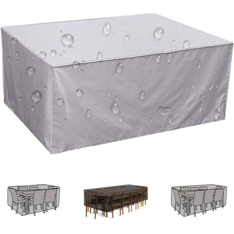 Vtizikl Housse de protection imperméable en tissu Oxford 420D pour meubles de jardin - 19012580cm- Argenté - Anti-UV - Pour table de jardin (1/4)