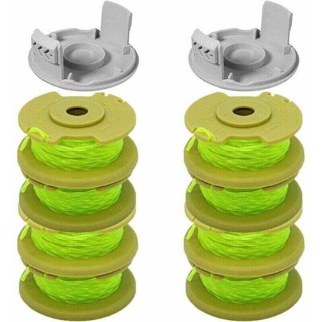 Vtizikl 10 Paquets Bobine de Rechange pour Coupe-bordure pouce pour Ryobi , Compatible Avec Ryobi One + AC14RL3A, Coupe-fil Sans Fil , 8 Bobines + 2 Capuchons de Coupe,( Jaune) (1/4)