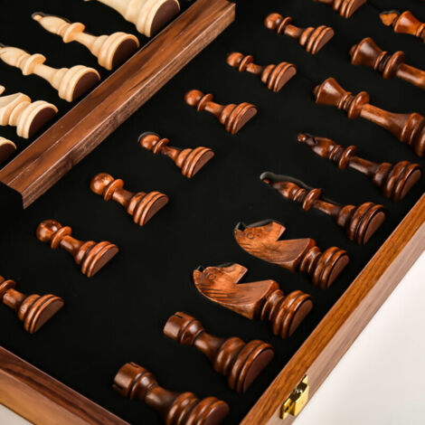 Vtizikl Jeu D'échecs En Bois - Échiquier Pliant Pour Adultes Et Enfants Avec Figurines Et Plateau 92282884