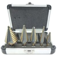 5 Pcs Foret Fraise Meche Etage, Foret Étagé, avec Boîtier en Aluminium Professionnel, Tige Hexagonale, avec Tampon de Centrage Automatique, Perçage Précis Dans L'acier, le Métal