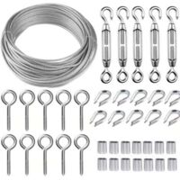 LaBlanc – 30 m/2 mm Edelstahl-Drahtseil-Set mit robustem M5-Drahtspanner, Zaundraht-Rollen-Set, Kabelleitplanken-Set, Gartendrahtspanner für Kletterpflanzen