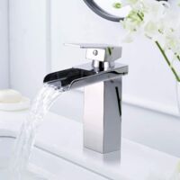 Vtizikl Robinet Salle de Bain Cascade, Mitigeur Lavabo Chromé, Ultra-Large 6cm, Eau Froide & Chaude Disponible, Acier Inoxydable, Valve en Céramique, Robinetterie Salle de Bain Design Moderne