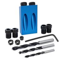 Vtizikl Kit de perçage à angle de 15 degrés pour bois avec gabarit de perçage et gabarit de perçage de 6/8/10 mm