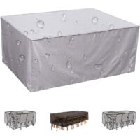 Vtizikl Housse de protection imperméable en tissu Oxford 420D pour meubles de jardin - 19012580cm- Argenté - Anti-UV - Pour table de jardin