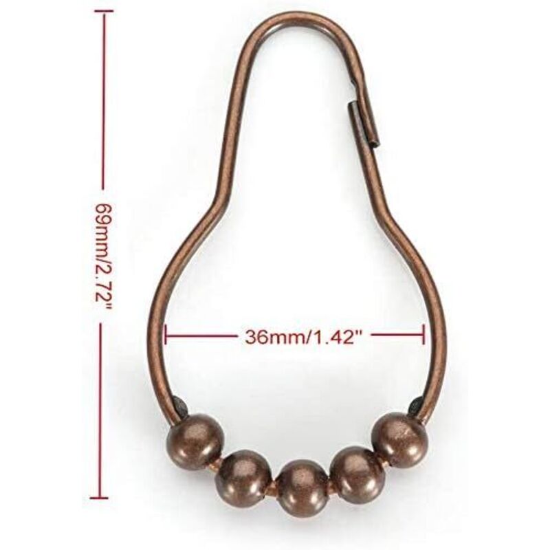 Ulable - Confezione da 24 ganci per tenda da doccia, con sfere a rullo, in acciaio inox, senza ruggine, colore: Cromato