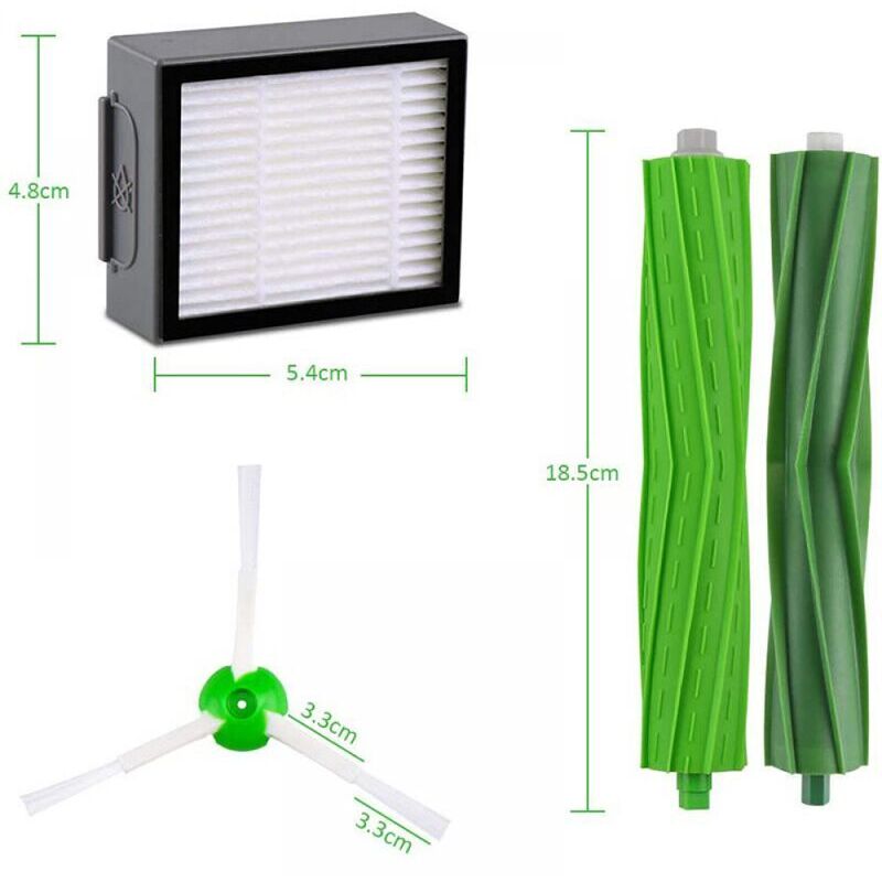 Kit di parti di ricambio compatibili con Roomba i7 i7+ E5 E6 E7 - Confezione di spazzole laterali, rulli e filtri Hepa