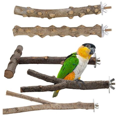 5 posatoi per uccelli in legno naturale, posatoi in legno naturale, accessori per uccelli, parrocchetti, giocattoli per uccelli, arrampicata in piedi, gabbia per uccelli