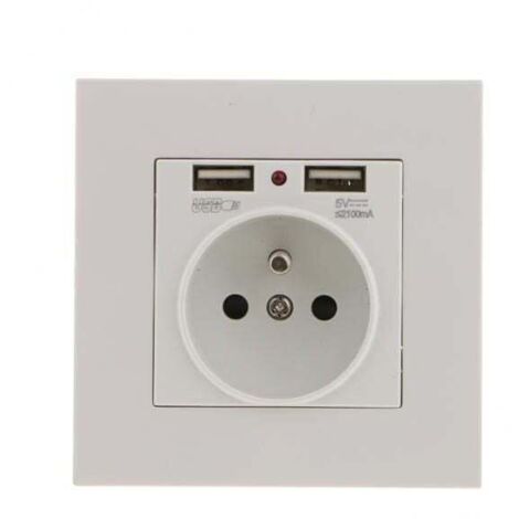 Set di 2 prese a muro, presa elettrica a muro con doppia USB 5V/2100mA, presa da incasso con 2 porte USB pratica e maneggevole