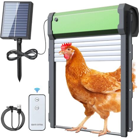 Porta a rullo solare per pollaio, Porta solare automatica per pollaio con timer, sensore di luce, telecomando, protezione intelligente dallo schiacciamento, Porta automatica impermeabile per pollaio