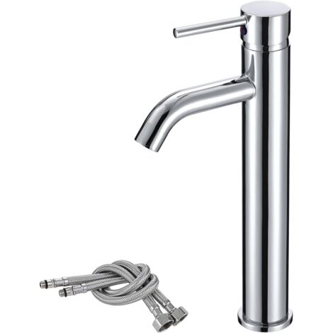 Rubinetto per lavabo da bagno Rubinetti per lavabo alti e rialzati Rubinetti per lavabo da appoggio in acciaio inossidabile a leva singola