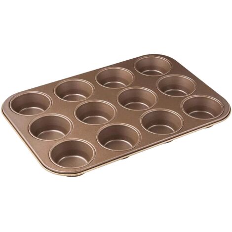 7358 Stampo Mojave Gold 38,5x26,5x3 cm per 12 muffin color oro-mogano, acciaio inossidabile, 5 x 26,5 x 3 cm (1/5)