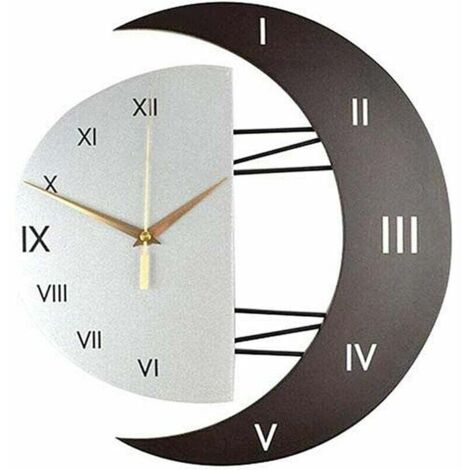 Orologio da parete moderno, design moderno, orologio creativo con cornice lunare, per cucina e casa (33 x 33 cm)