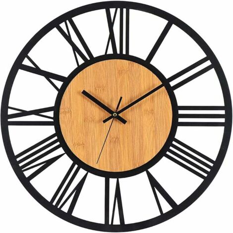 Orologio da parete in metallo e legno da 40 cm, orologio da parete silenzioso senza ticchettio per soggiorno, camera da letto, cucina, ufficio, arredamento per la casa, grande orologio da parete in me (1/5)