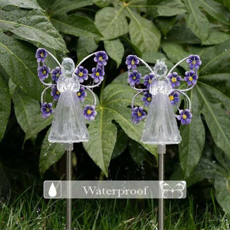 Fohil 2 Luci Solari Da Giardino A Forma Di Angelo Con 8 Modalità LED - Impermeabili Per Cimitero E Decorazioni Esterne - 6
