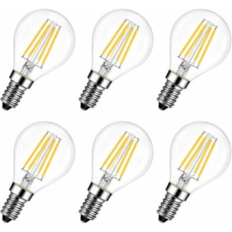 Lampadina LED E14 da 6 W (sostituisce 60 W), bianco caldo 2700 K, filamento MiNi Global, ultra luminosa 806 lm, stile rustico trasparente, non dimmerabile, luce calda, confezione da 6, 56Vingt (1/5)