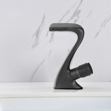 Rubinetto per lavabo monocomando, rubinetto nero, rubinetto monoforo, rubinetto per lavabo da appoggio, finitura cromata (1/5)