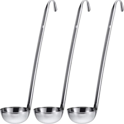 Set di 3 mestoli in acciaio inox con bordo versatore per cucinare la salsa (56 g) (1/5)