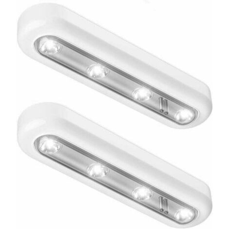 Luce per armadio, luce notturna touch a 4 LED, a batteria, wireless, regolabile, per luci da soffitto, armadi, guardaroba, corridoi e bagni (confezione da 2)