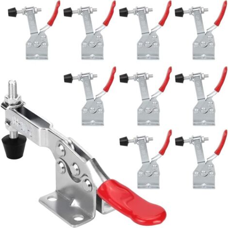 Vtizikl GH-201-B Lot de 10 sauterelles de menuisier, capacité 90 kg, fermoirs rapides horizontaux réglables pour machines, menuiserie, soudage (1/4)
