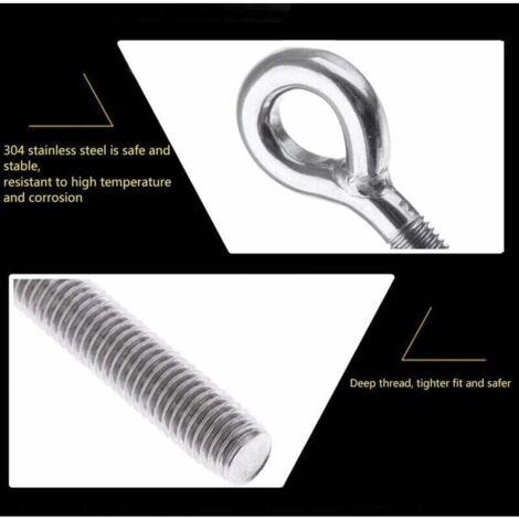 YOOPIN Vite ad anello M3, 6 viti ad occhiello, in acciaio inox 304, vite ad anello con filettatura, vite ad anello in acciaio inox per tecnica di fissaggio e vari dispositivi di