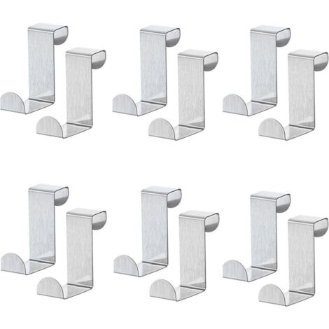 12 ganci a Z, ganci in acciaio inossidabile, ganci per cappotti, ganci per appendere porte, ganci sopra la porta, per mobili da cucina, ante di armadi, cucina, camera da letto (1/4)