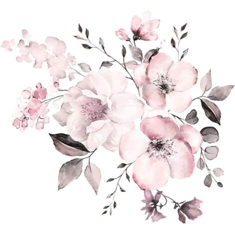 KZQ 1 pezzo adesivo da parete vintage a forma di fiore in rosa pallido (30X30cm) I adesivo da parete autoadesivo piante primavera natura I decorazione per soggiorno camera da letto cucina corridoio ca (1/4)