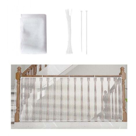 Rete di sicurezza per bambini, rete di sicurezza per bambini per balcone e scale, 300 L x 79 H cm, robusta, recinzione per scale regolabile, rete di sicurezza per gatti e giocattoli, bianca