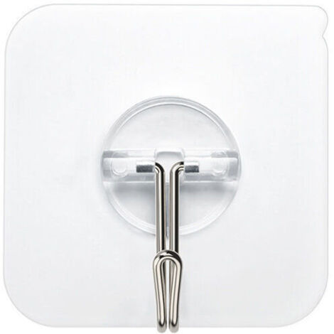 Confezione di ganci autoadesivi trasparenti, 5 kg (max), per appendere bagno, cucina, soffitto, pensile, parete, porta, accappatoi, portasciugamani (1/4)