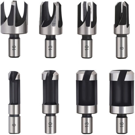 Punte per legno KZQ, 8 punte per legno HSS, fresa per tasselli in legno, utensili per il taglio del legno, punte per tasselli, punte per trapano per tasselli in legno, 6 mm/10 mm/13 mm/16 mm, piccola  (1/3)