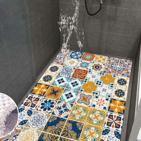 Tappetino doccia antiscivolo 60 x 40 cm – tappetino doccia antiscivolo – quadrato, antiscivolo – tappetino di sicurezza – PVC – comoda luffa – con fori di drenaggio