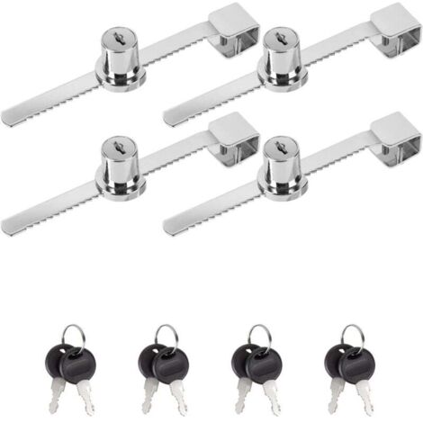 Serratura per vetrine, serratura per porte scorrevoli in vetro a 4 pezzi per porte scorrevoli in vetro da 2 a 8 mm di spessore senza foratura, serratura per porte scorrevoli in vetro per casa e uffici (1/4)